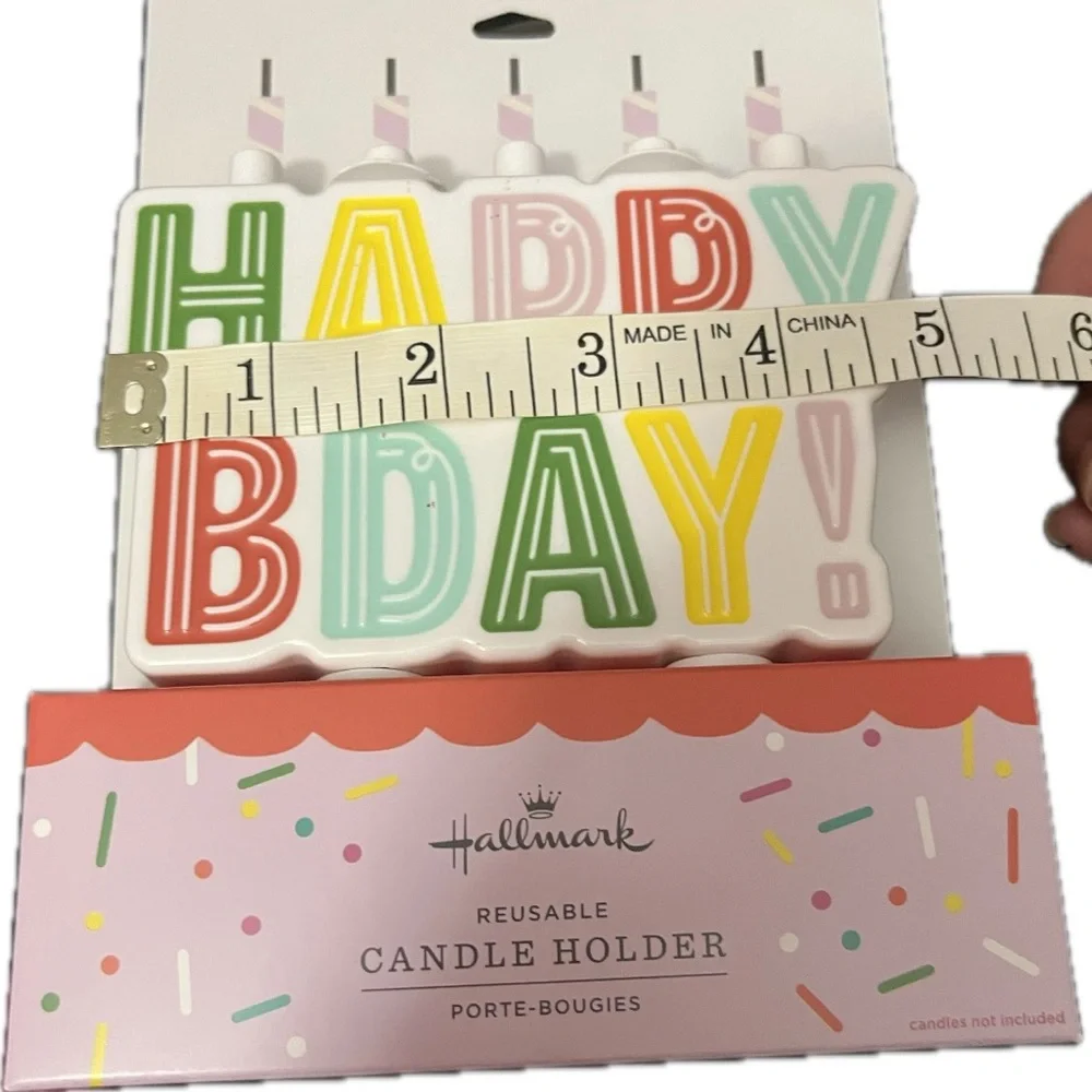Hallmark Colorful Happy Bday Candle Holder reusable - Picture 3 of 6